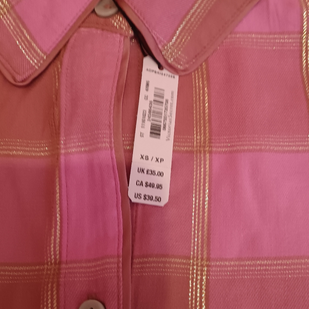 Victoria's Secret plaid button down blouse BNWT RARE UNIQUE HOT!